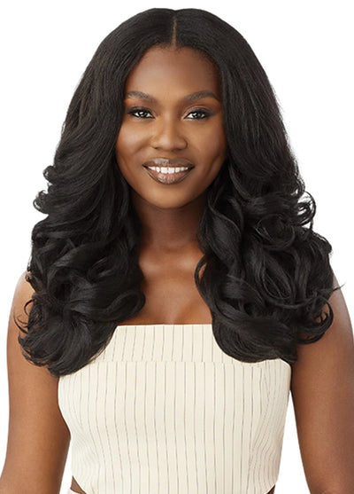 Outre Big Beautiful Hair Human Blend Leave Out U Part Wig Dominican Body Curl 20" - Elevate Styles