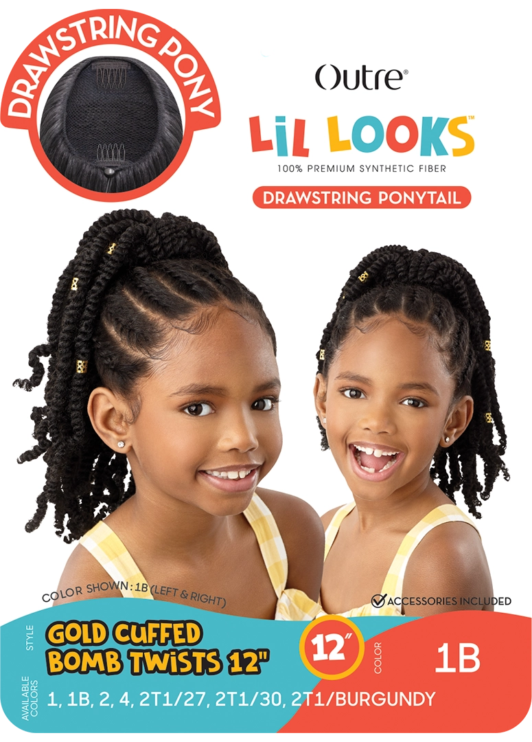 Outre Lil Looks Drawstring Pony - Gold Cuffed Bomb Twist 12" - Elevate Styles