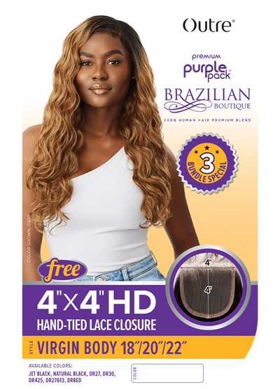 Outre Premium Purple Pack 100% Human Hair Blend 3x Virgin Body 18" 20" 22" - Elevate Styles
