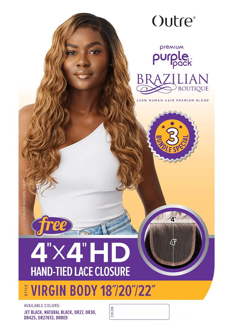 Outre Premium Purple Pack 100% Human Hair Blend 3x Virgin Body 18" 20" 22" - Elevate Styles