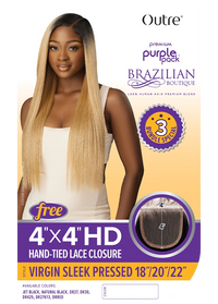 Thumbnail for Outre Premium Purple Pack 100% Human Hair Blend 3x Virgin Sleek Pressed 18