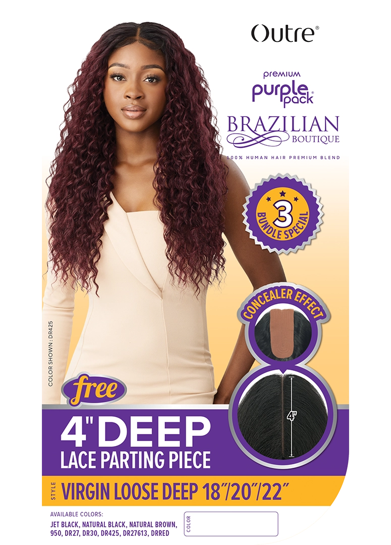 Outre Premium Purple Pack 100% Human Hair Blend 3x Virgin Loose Deep 18" 20" 22" - Elevate Styles