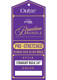 Thumbnail for Outre Purple Pack Human Hair Blended Pre-Stretched Straight Bulk 24