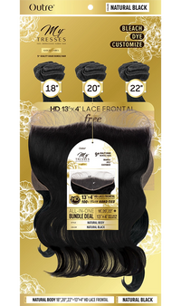 Thumbnail for Outre MyTresses 100% Unprocessed Gold Label Natural Body 3 Bundle Set  + 13 x 4 HD Closure - Elevate Styles
