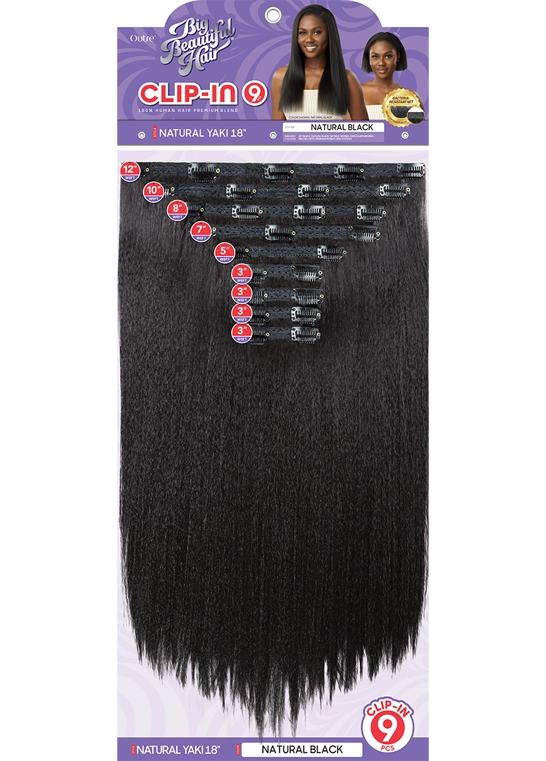 Outre Big Beautiful Hair Clip-In 9 Pcs Natural Yaki 18" - Elevate Styles