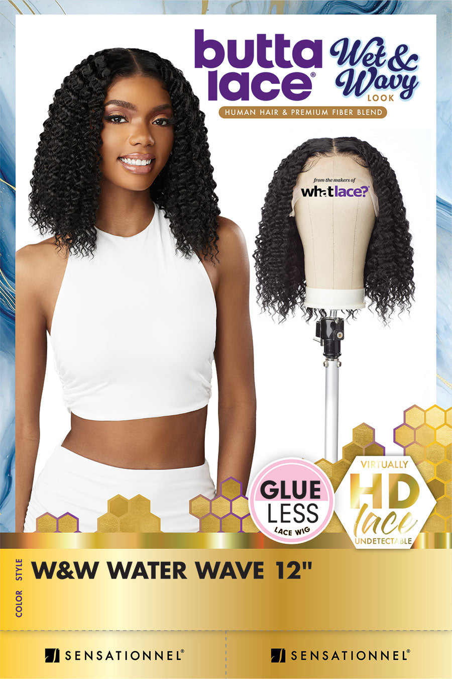 Sensationnel Butta Wet N Wavy Lace Front Human Hair Blended Lace Front Wig Water Wave 12" - Elevate Styles