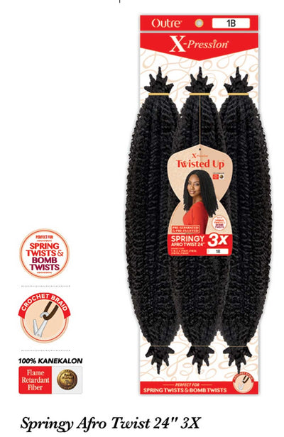 Outre X-Pression Twisted-Up Crochet Braid - 3x Pack Springy Afro Twist 24" - Elevate Styles