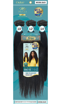 Thumbnail for Outre Mytresses Gold Label 100% Human Hair Wet N Wavy 3 Bundle + 4x4 Closure Splash Deep - Elevate Styles