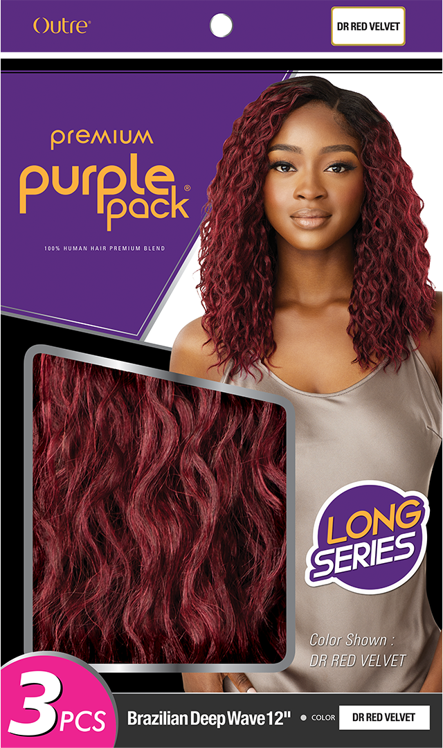 Outre Premium Purple Pack 3 Pieces Long Series Brazilian Deep Wave 12" - Elevate Styles