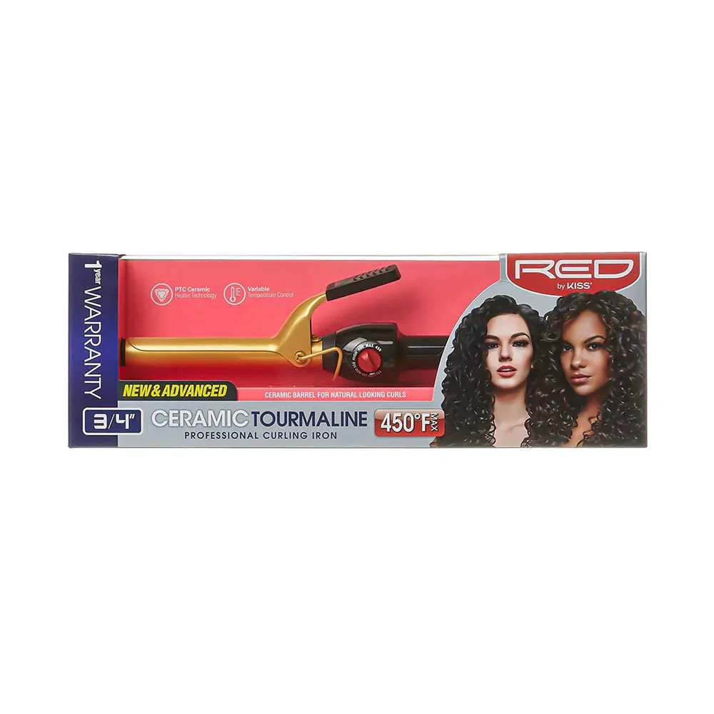 RED by Kiss Ceramic Tourmaline Curling Iron – 3/4" Barrel - Elevate Styles