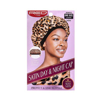 Thumbnail for Red by Kiss Satin Day & Night Cap – Leopard X_Large HDNP03 - Elevate Styles