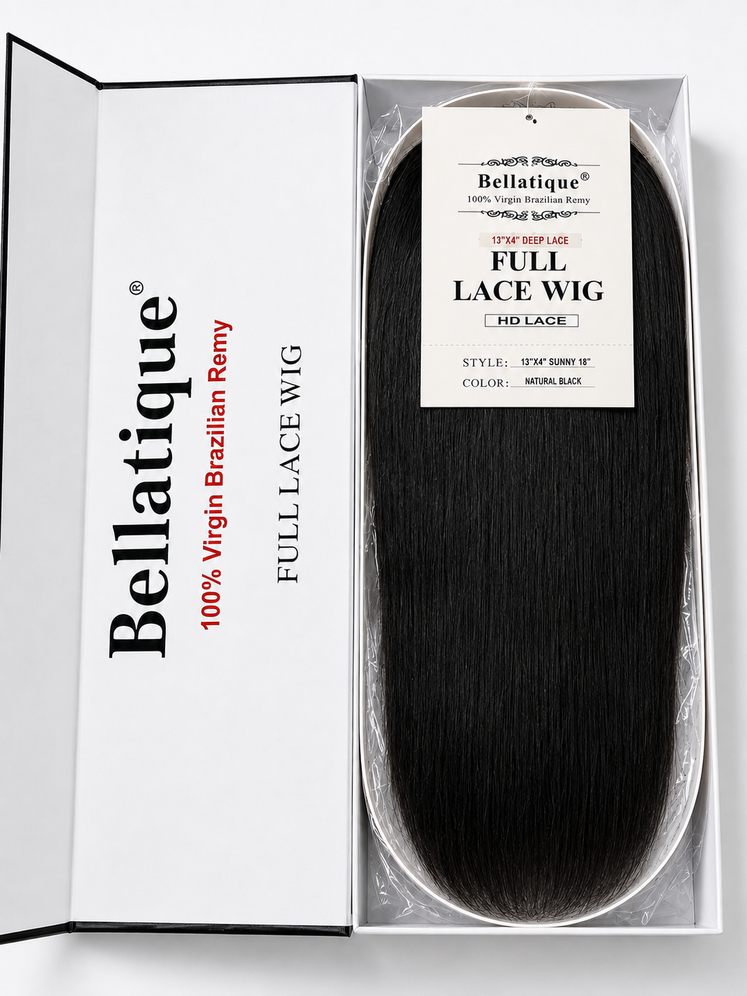 Bellatique 100% Human Hair 13x4 Lace Front Wig - SUNNY 18" NATURAL BLACK