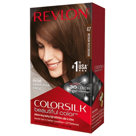 Revlon Colorsilk Beautiful Color – 47 Medium Rich Brown – Ammonia-Free - Elevate Styles