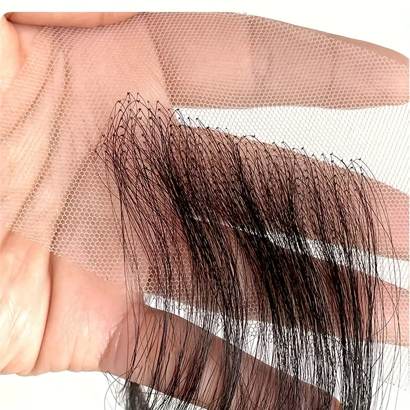 2pcs HD Lace Baby Hair Pieces Long Wavy Instant Swiss Lace Fluff Baby Hair Reusable Virgin Human Hair Invisible Edge Stripes Hairline for Women Natural Black - Elevate Styles