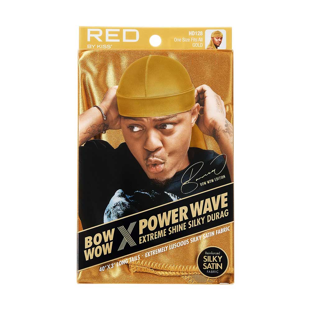 Red by Kiss Power Wave Extreme Shine Silky Durag – Gold HD128 - Elevate Styles