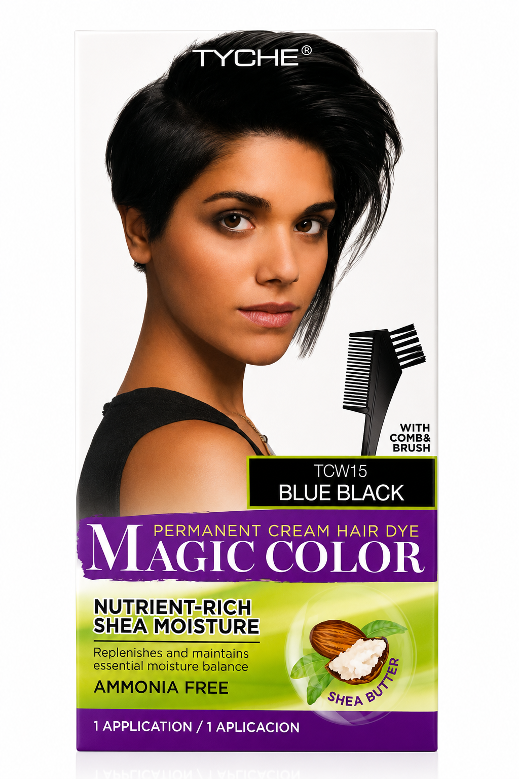 Tyche Magic Color Permanent Cream Hair Dye Blue Black TCW15