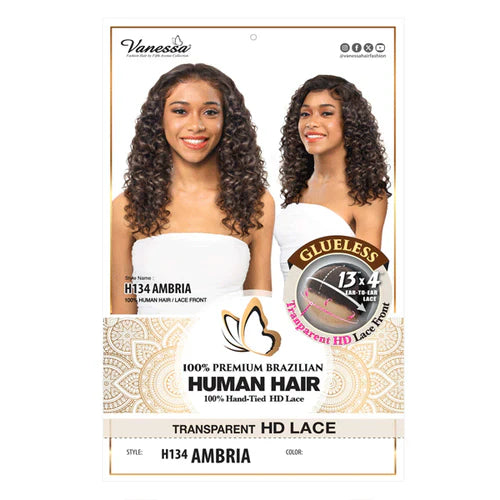 Vanessa H134 Ambria Premium Brazilian 100% Human Hair Glueless HD Lace Front Wig (13" x 4" Free Part)
