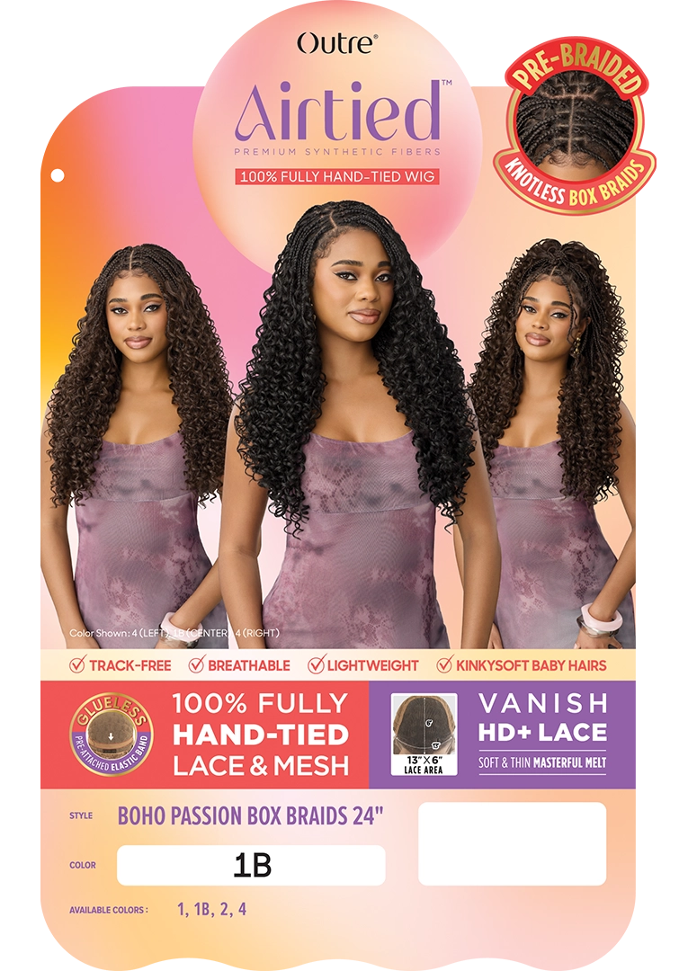 Outre Airtied 100% Fully Hand-Tied Wig Boho Passion Box Braids 24" QLHBFHBPBB24