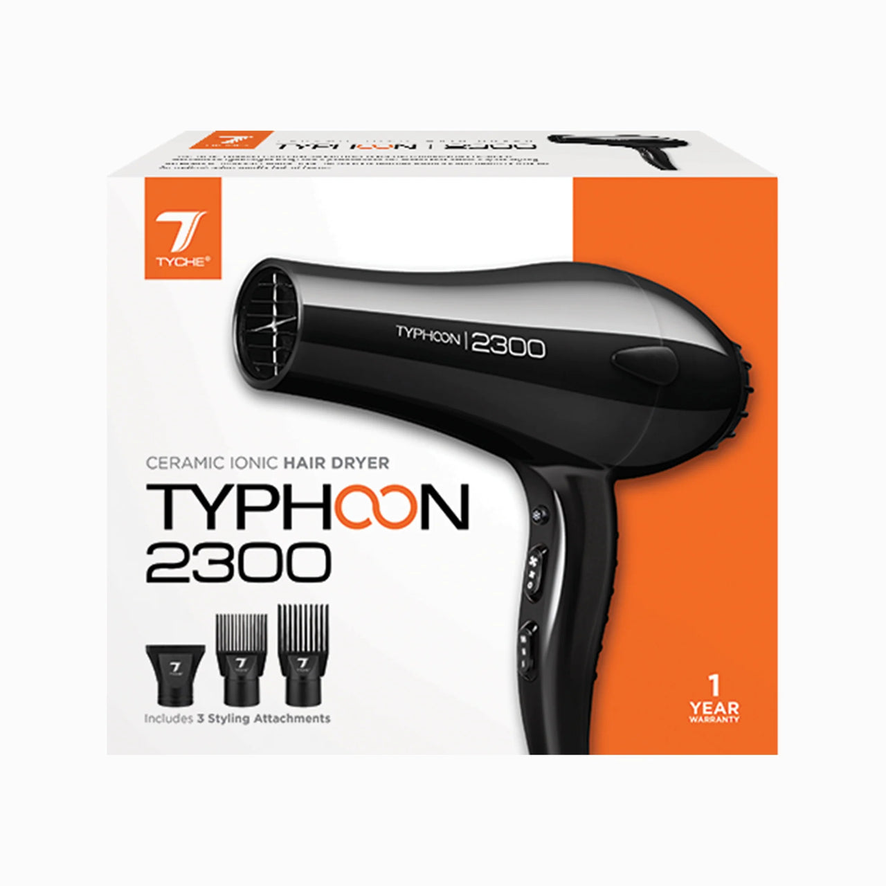Tyche Typhoon 2300 Ceramic Ionic Hair Dryer - Black