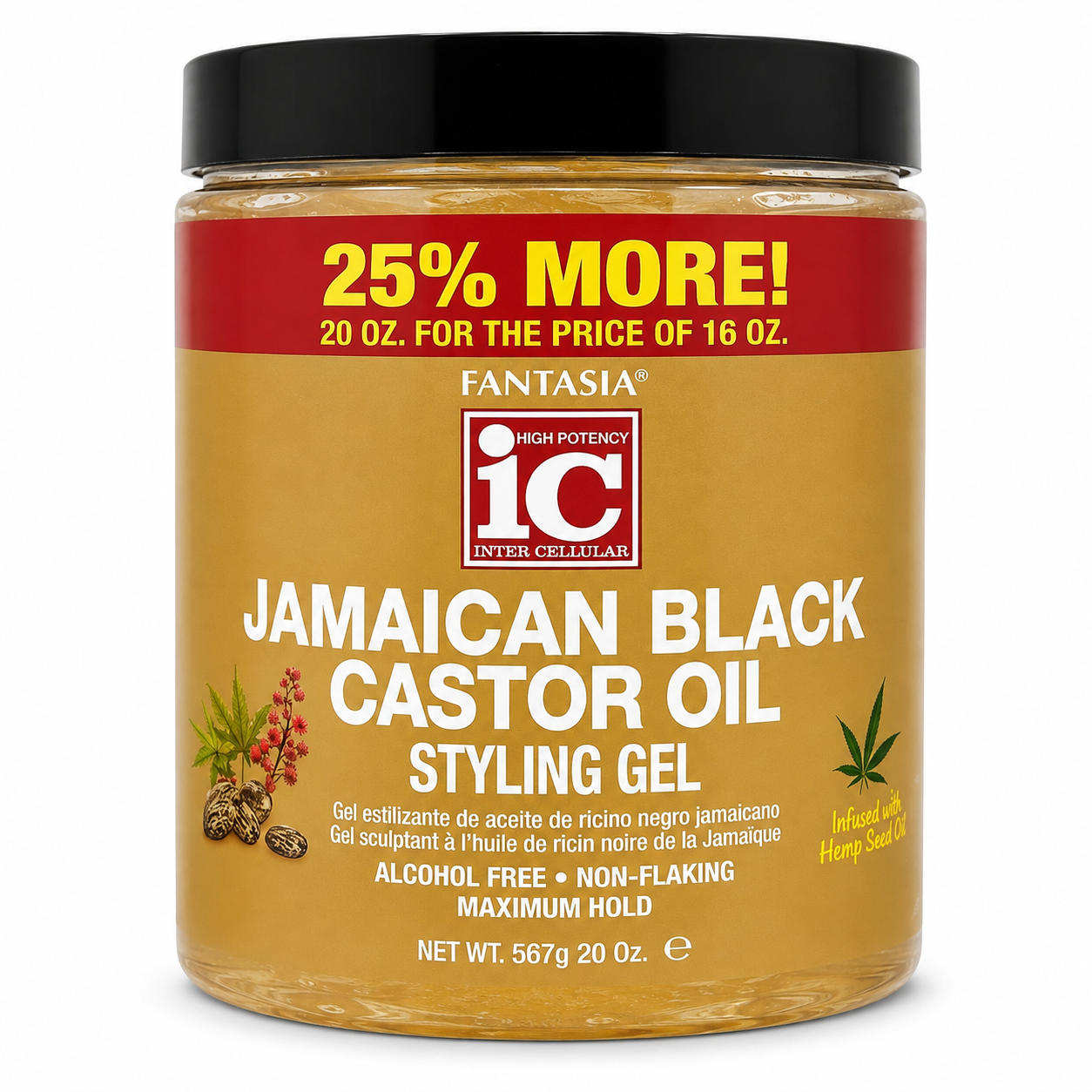Fantasia IC Jamaican Black Castor Oil Styling Gel Maximum Hold – 20 oz
