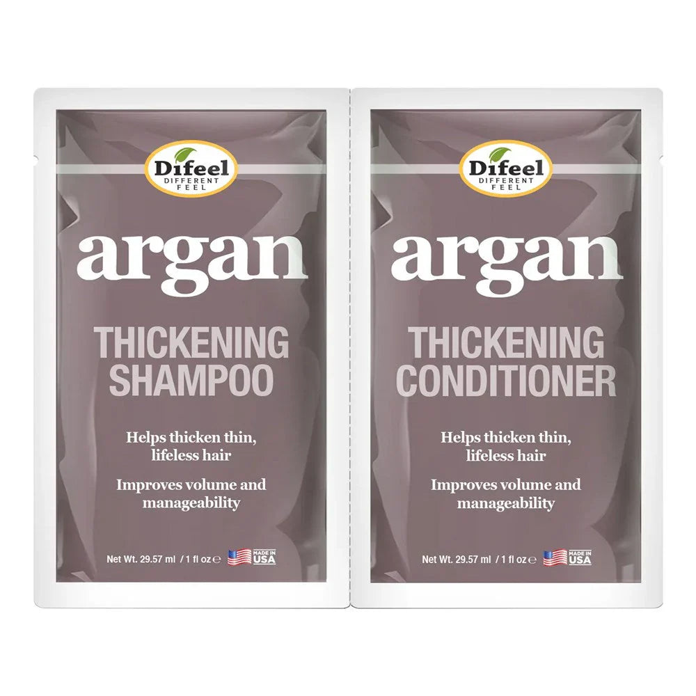 Difeel Argan Thickening Shampoo & Conditioner Duo Travel Packets (1 oz Each) - Elevate Styles
