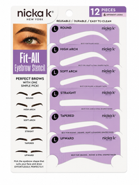 Thumbnail for Nicka K New York Fit All Eyebrow Stencil Set 12 Pieces Reusable Brow Shaping Kit - Elevate Styles