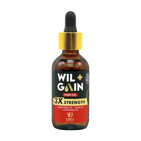 Ebin Wil + Gain 3X Strength Hair Oil – Grape Seed, Olive & Chamomile Oil - Elevate Styles