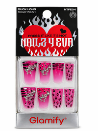 Thumbnail for Glamify Nails 4 Eva Duck Long Press On Nails Pink Leopard Charm NTFE04 - Elevate Styles