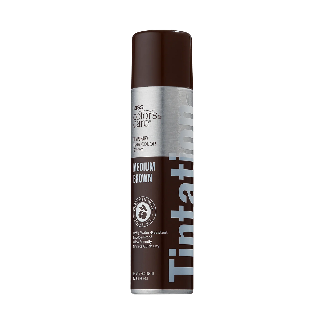 Kiss Colors & Care Tintation Temporary Hair Color Spray Medium Brown TSC03 4.6 Oz - Elevate Styles