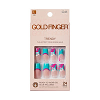 Thumbnail for Gold Finger Trendy Ready-to-Wear Gel Nails – Long Coffin Tropical Floral (GD46)