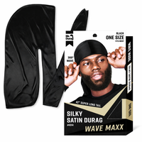 Thumbnail for Mr Durag Wave Maxx Silky Satin Durag Black  42 Inch Long Tail 360 Wave Cap 4313 - Elevate Styles