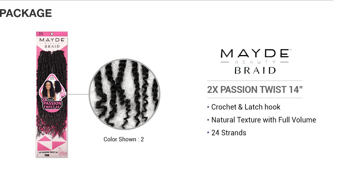 Mayde Beauty Braid 2X Passion Twist 14 Natural Texture Crochet Hair