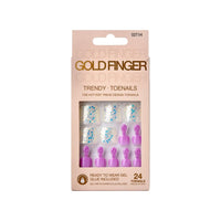 Thumbnail for Gold Finger Trendy Ready-to-Wear Gel Toenails – Purple & Chunky Glitter (GDT04)