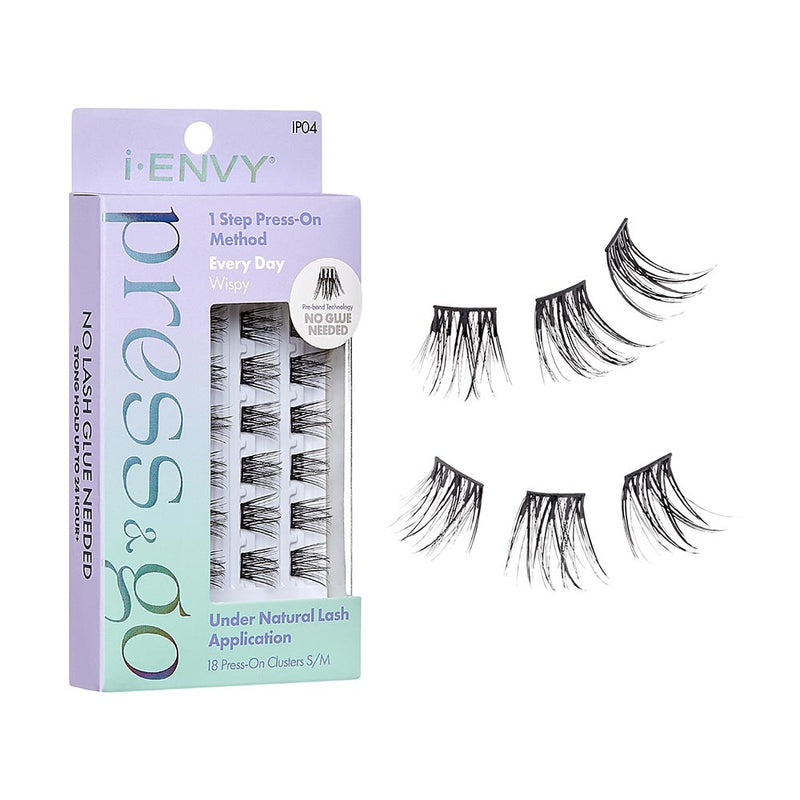 I Envy By Kiss Press & Go Press On Cluster Lashes Wispy IP04 - Elevate Styles
