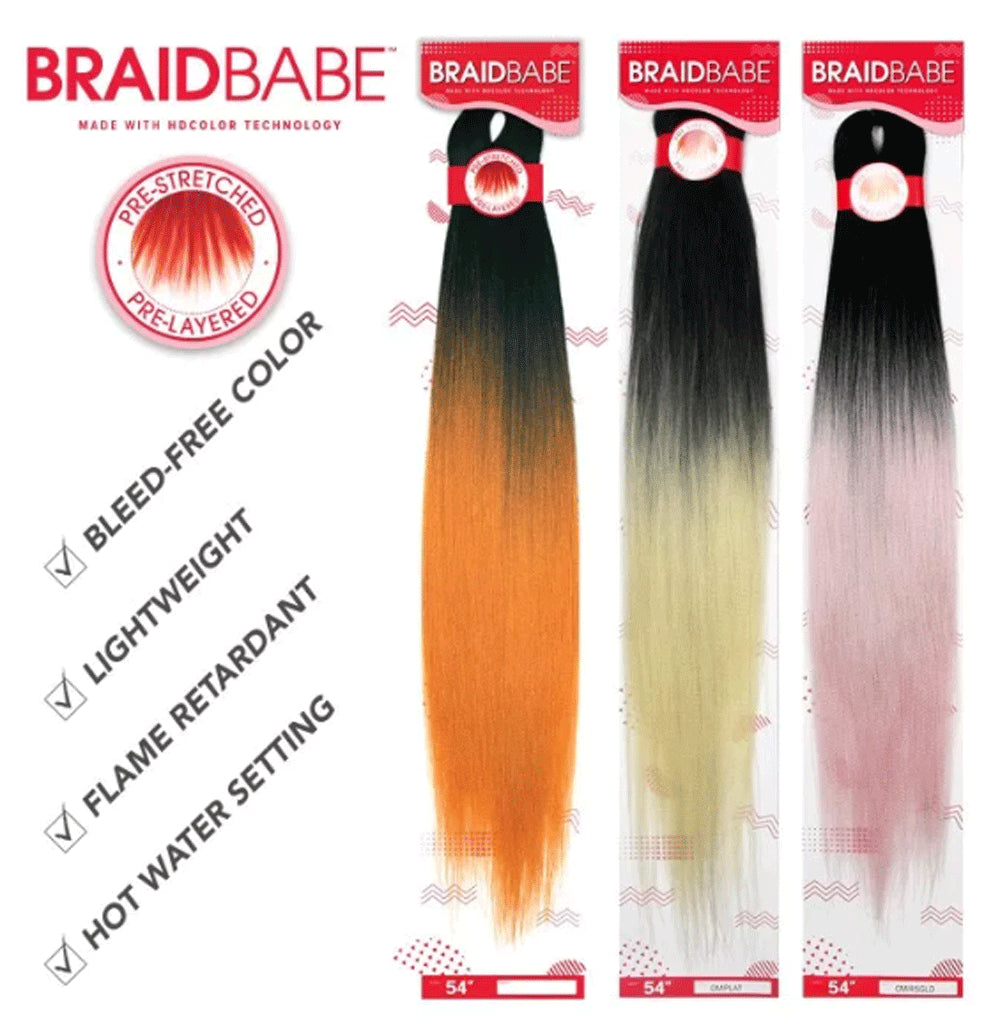Outre Synthetic Pre Stretched Braid Babe Single OMBRE 54" - Elevate Styles