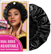 Thumbnail for Ms. Remi Dual Sided Adjustable Silky Satin Bonnet XL Black #3705 - Elevate Styles