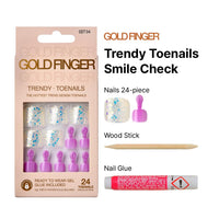 Thumbnail for Gold Finger Trendy Ready-to-Wear Gel Toenails – Purple & Chunky Glitter (GDT04)