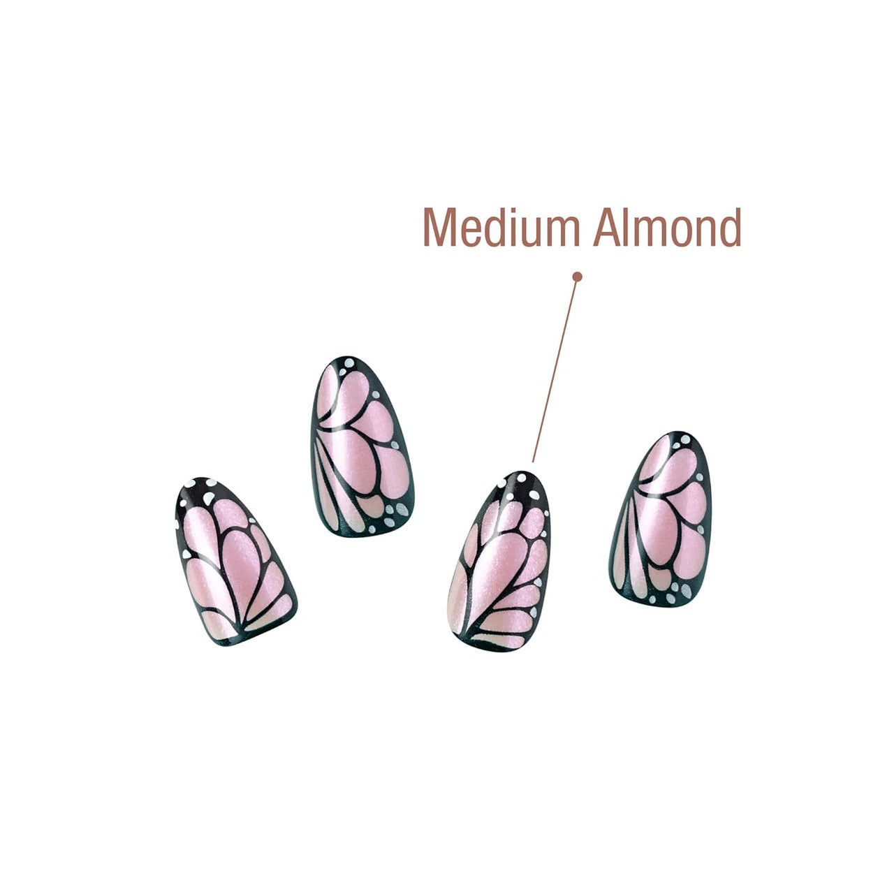 Gold Finger Trendy Ready-to-Wear Gel Nails – Medium Almond Butterfly (GD45)