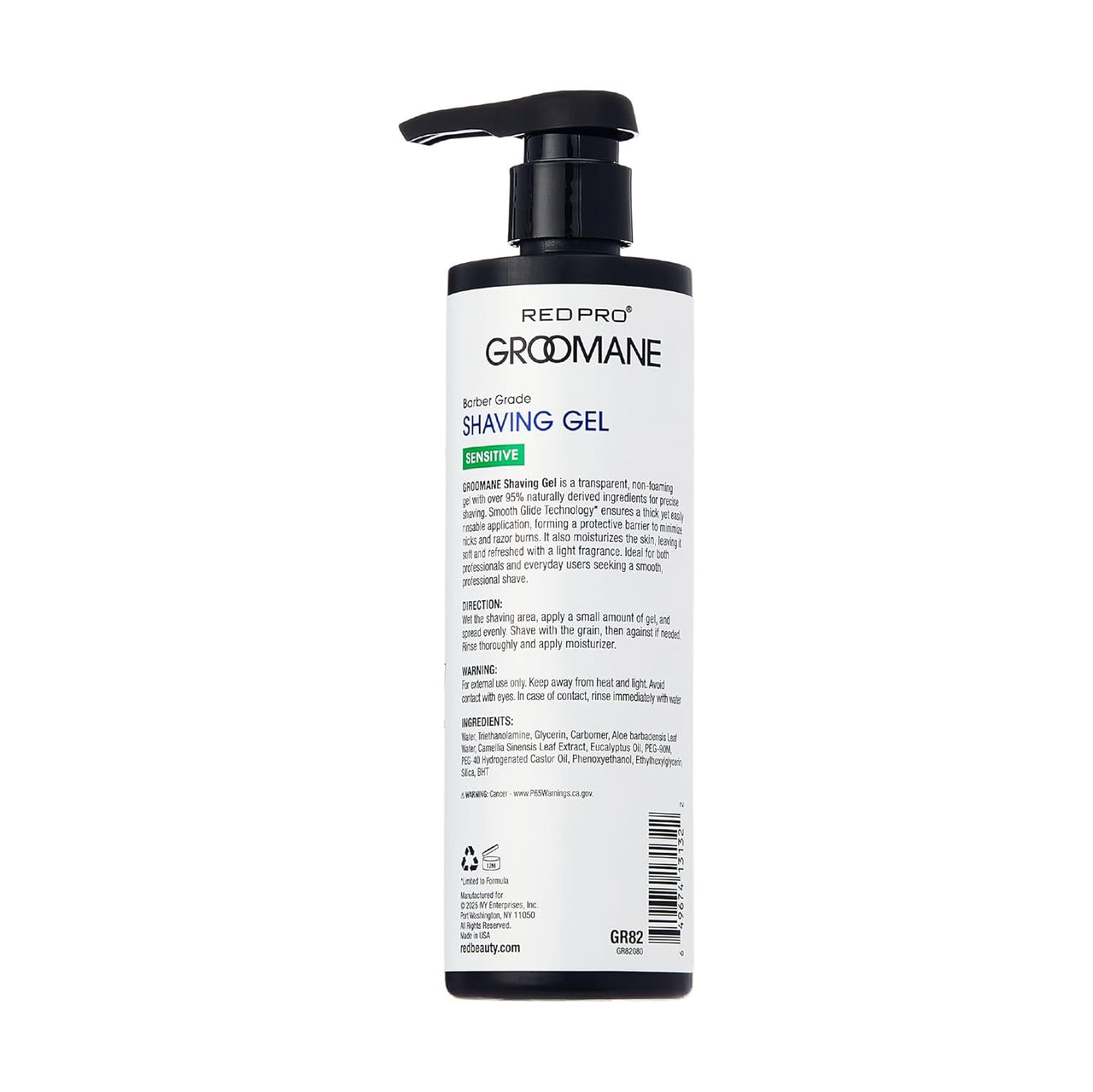 Red Pro Groomane Barber Grade Shaving Gel Sensitive 16.9 fl. oz. - Elevate Styles
