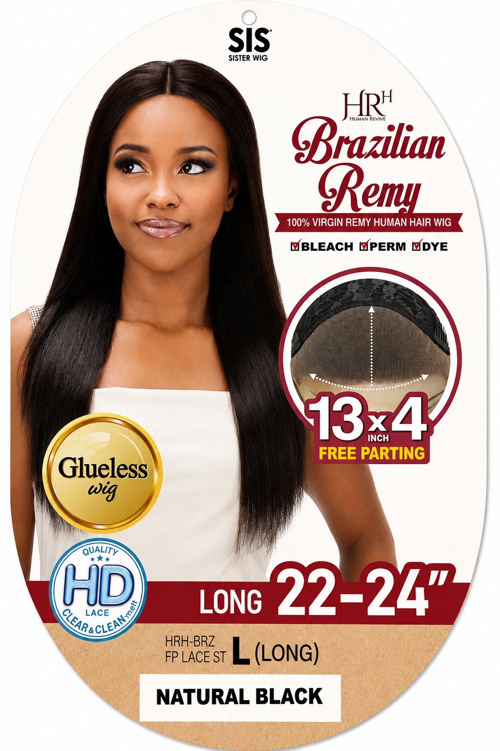 Zury Sis Brazilian Remy 100% Virgin Human Hair 13x4 HD Lace Glueless Wig L Long 22-24"