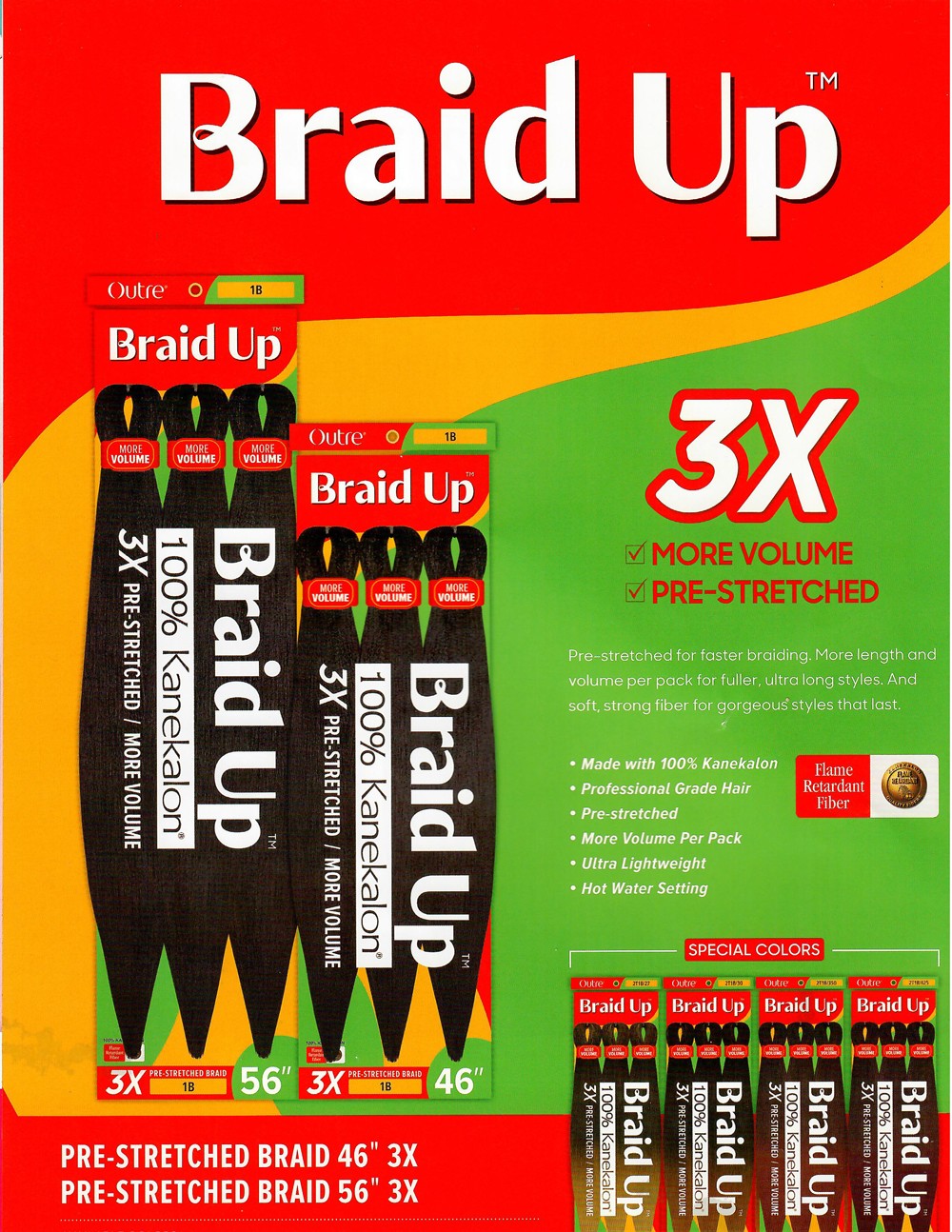 Outre Synthetic Pre Stretched Braid 3X Pack BRAID UP 56" - Elevate Styles