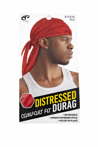 Thumbnail for Titan Distressed Comfort Fit Durag Red #11474 - Elevate Styles
