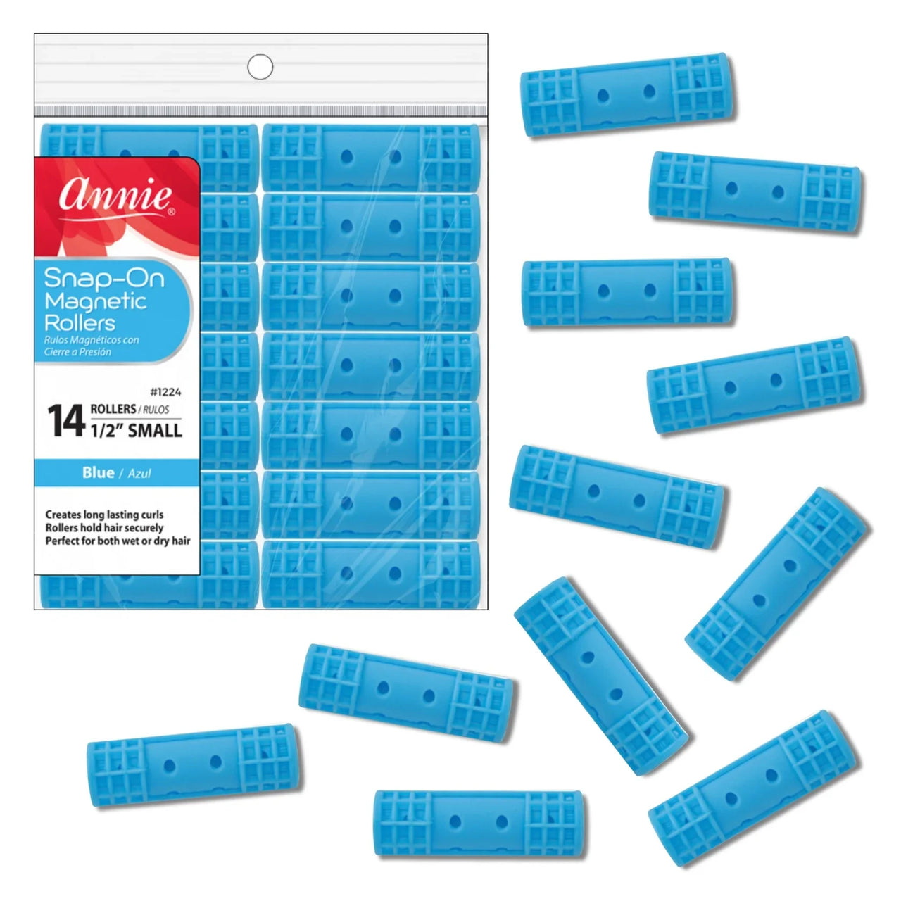 Annie Snap-On Magnetic Rollers – Small 1/2" Blue 14 Pcs 1224 - Elevate Styles