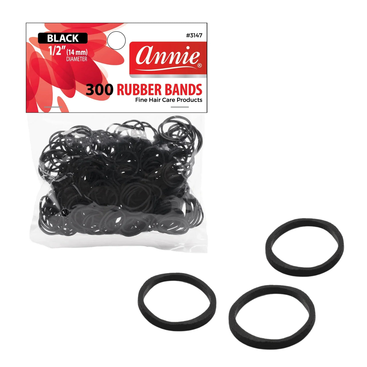 Annie Rubber Bands Black 1/2 Inch 300 Count 3147 - Elevate Styles