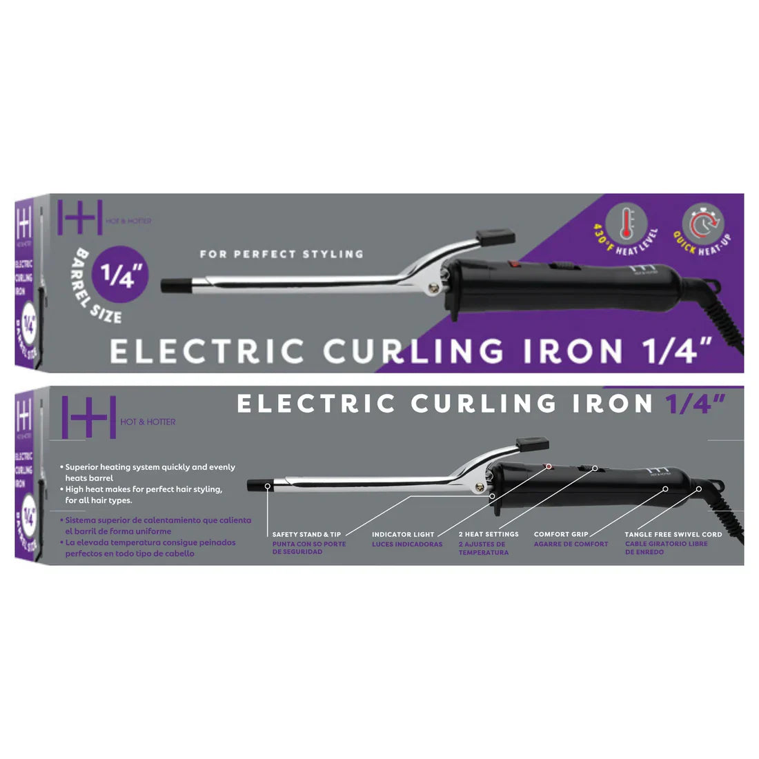 Hot & Hotter Electric Curling Iron - 1/4"