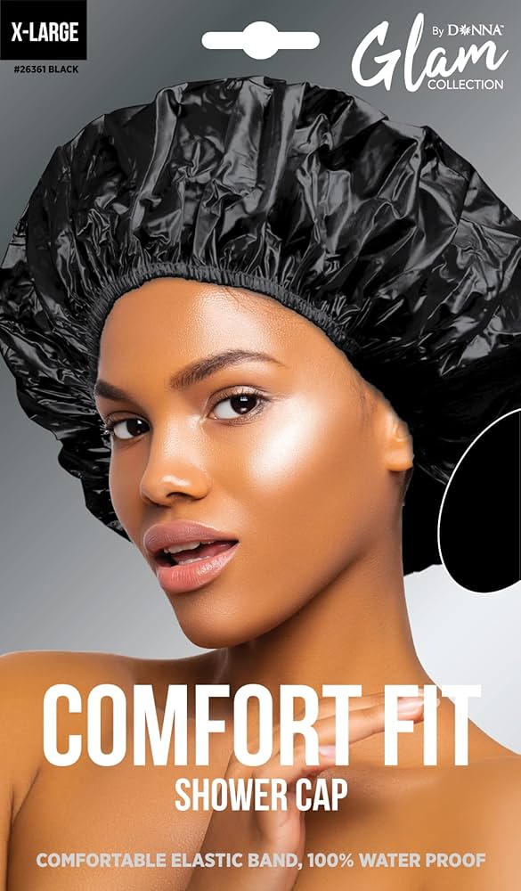 Donna Glam Collection Comfort Fit Shower Cap – X-Large Black