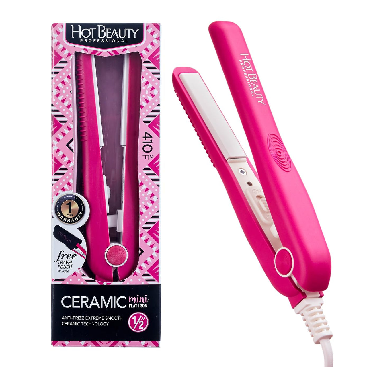 Hot Beauty Professional Ceramic Mini Flat Iron 1/2"