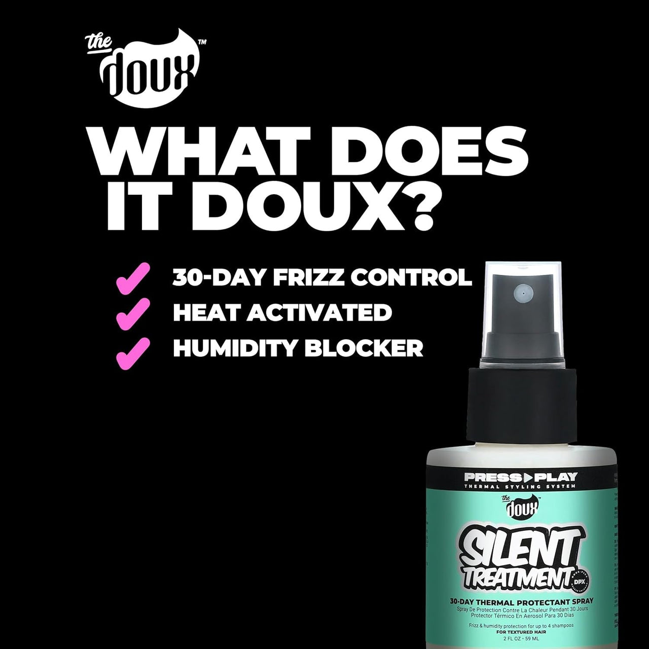 The Doux Silent Treatment 30-Day Thermal Protectant Spray 2 Fl. Oz. (59 mL)