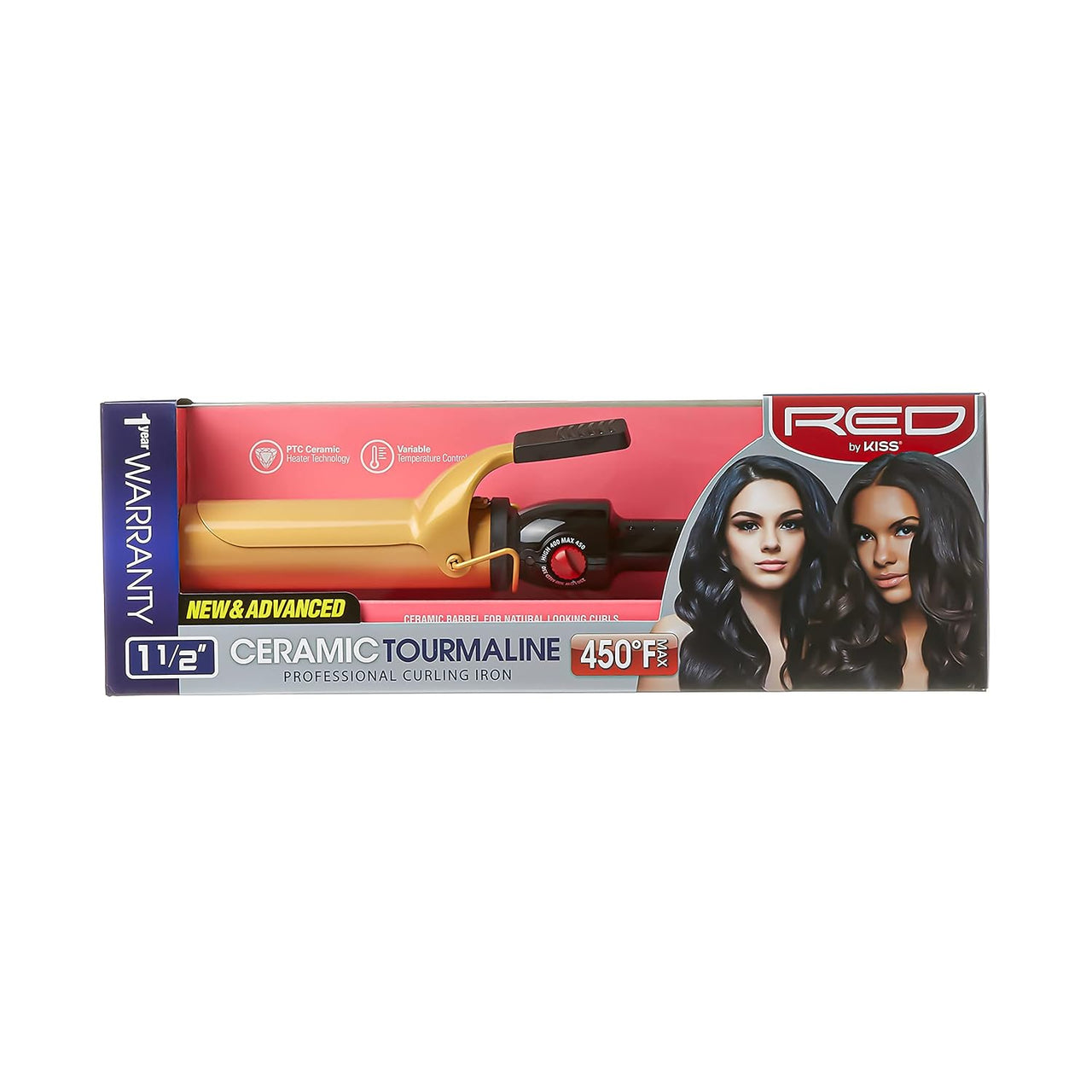 RED by Kiss Ceramic Tourmaline Professional Curling Iron - 1 1/2"