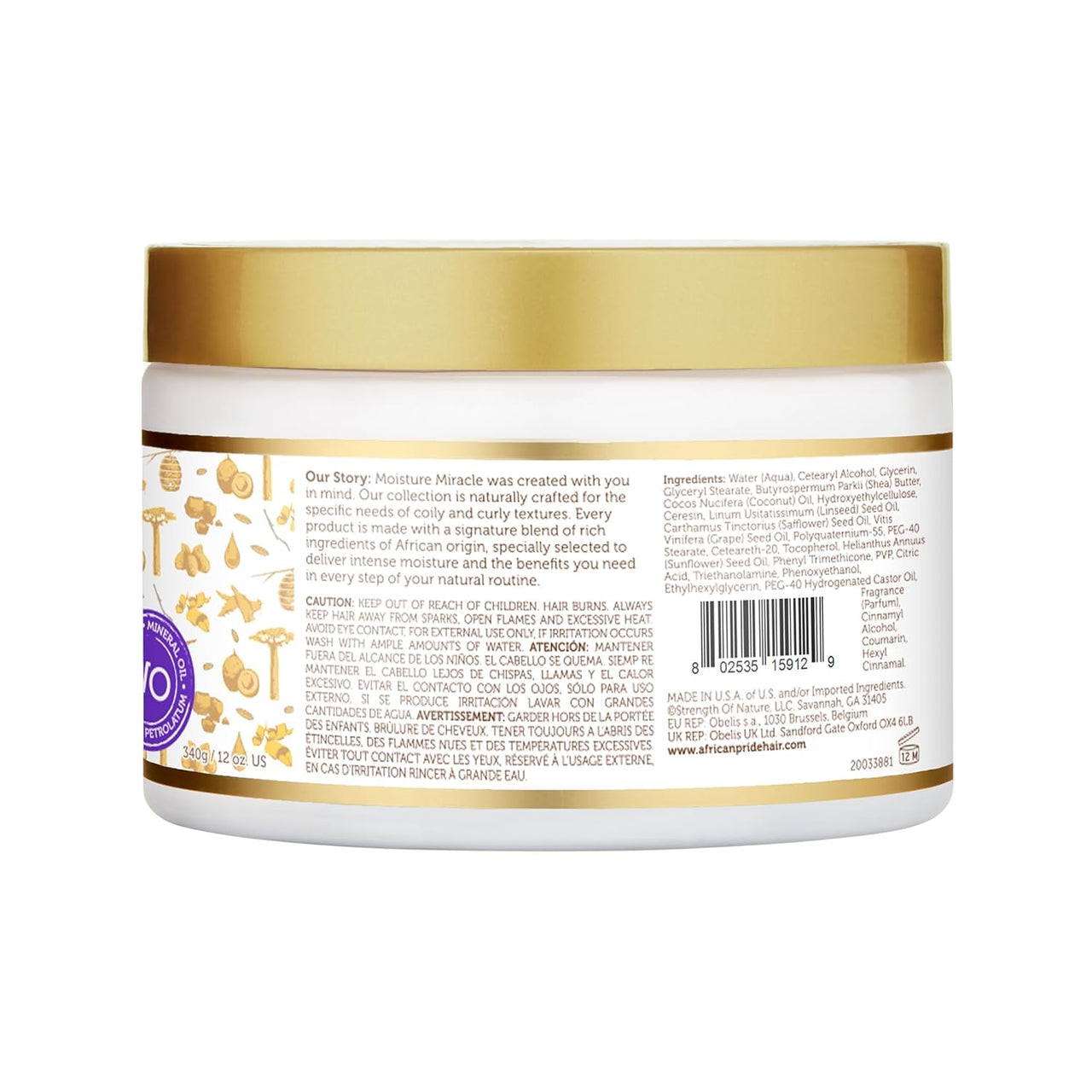 African Pride Moisture Miracle Shea Butter & Flaxseed Oil Moisturize & Define Curling Cream 12 oz. - Elevate Styles